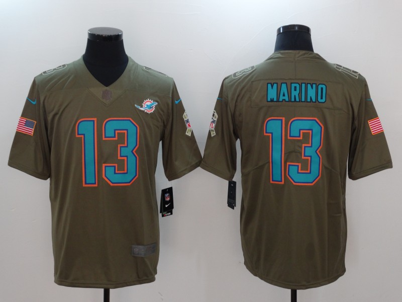 Men's Miami Dolphins Dan Marino #13 Brown Authentic Jersey